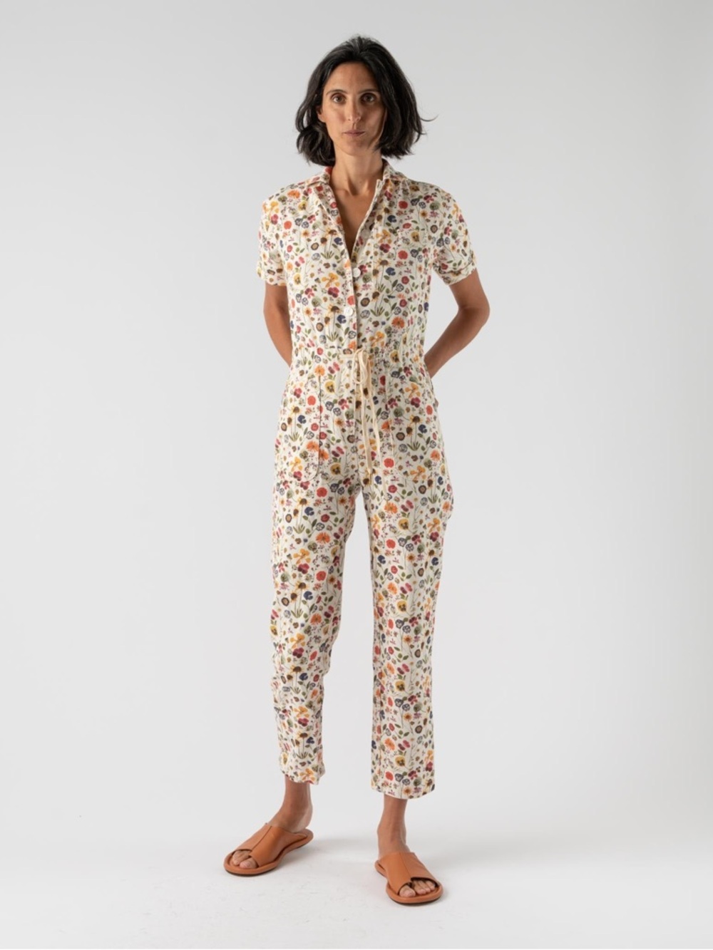 Rachel Antonoff Pressed Flowers Jumpsuit in Ivory with Multicolor Floral